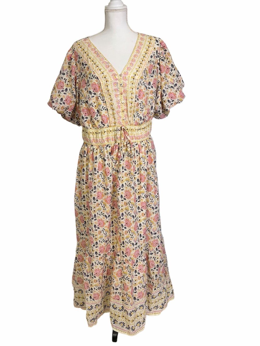 Anthropologie Lea Maxi Dress 1X Boho Peasant Babydoll Cottagecore 100% Cotton